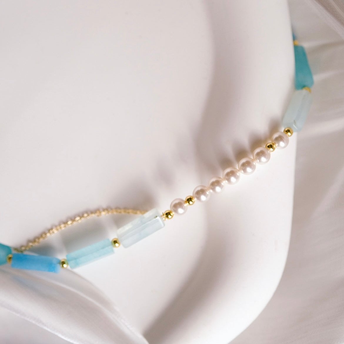 Gold Lyre | Natural Blue stone (Natural pattern- Perfect imperfection with Apollo Sun) Short necklace