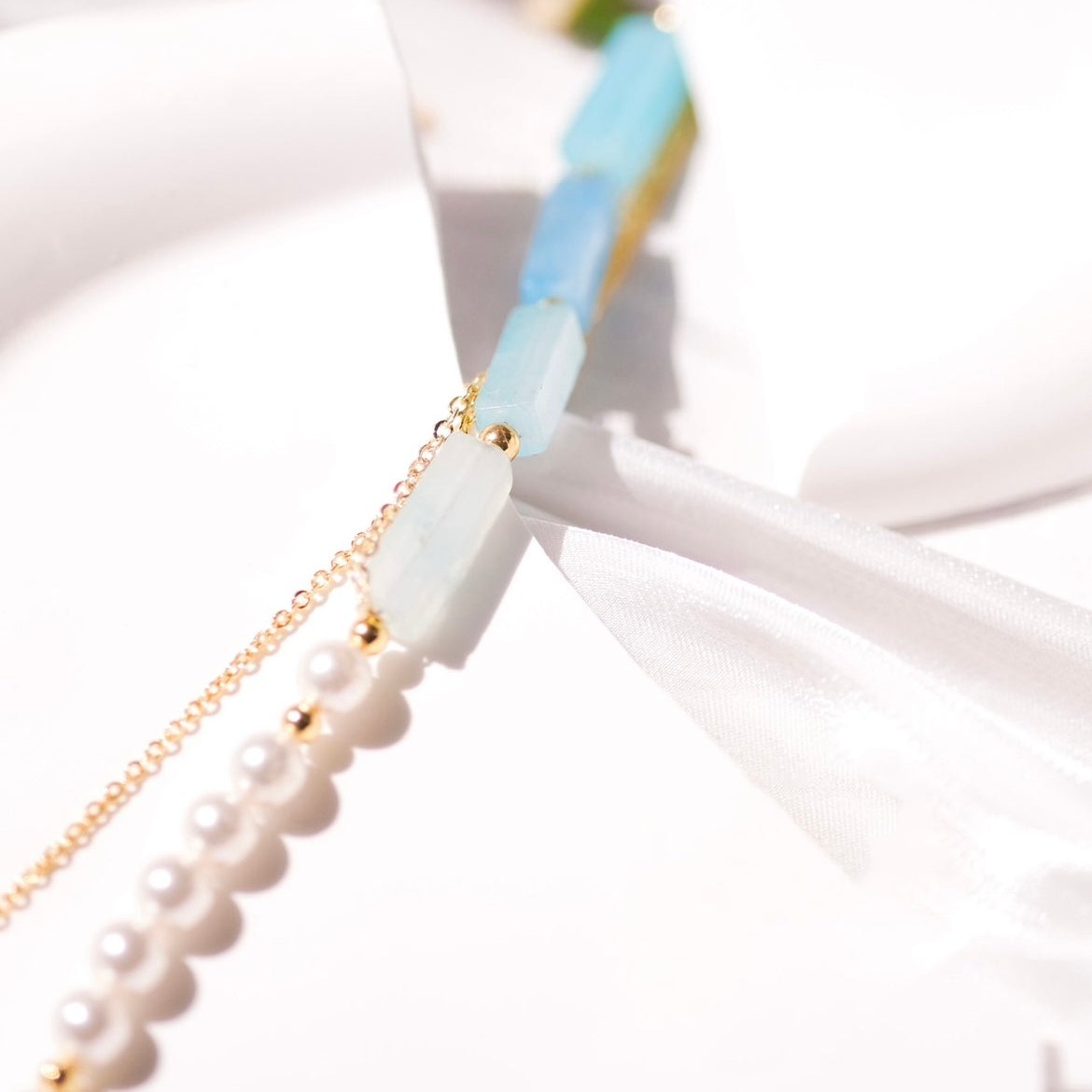 Gold Lyre | Natural Blue stone (Natural pattern- Perfect imperfection with Apollo Sun) Short necklace