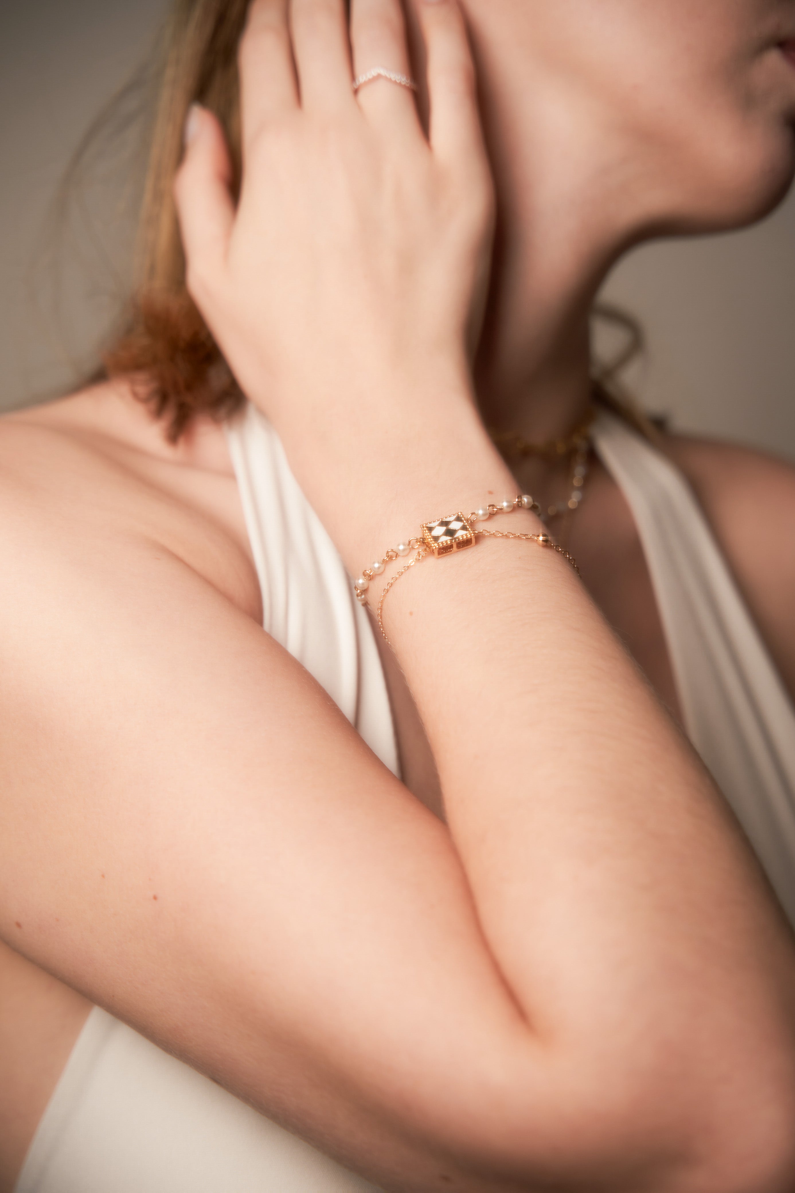 Poker | two layers bracelet, golden, sakura, black
