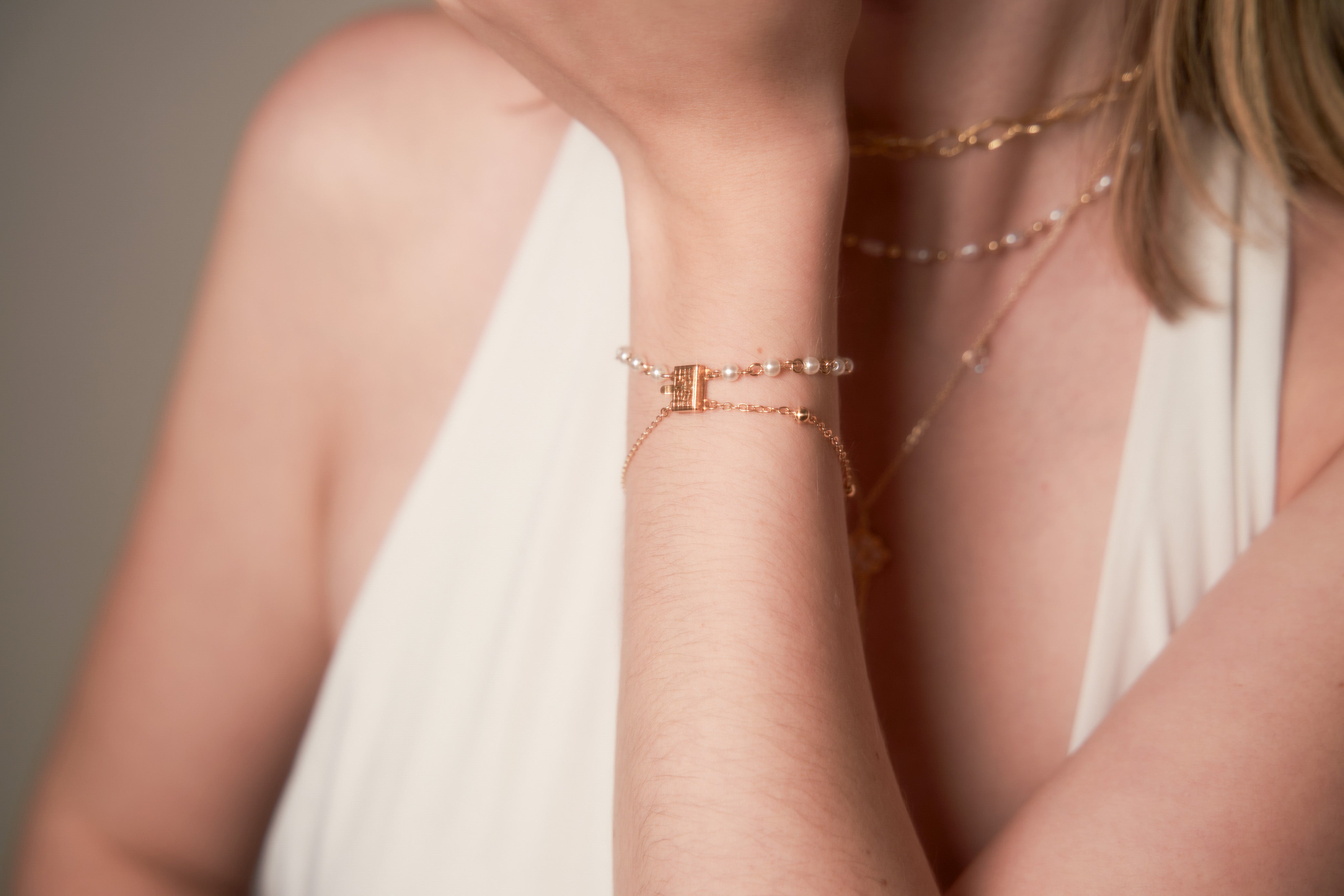 Poker | two layers bracelet, golden, sakura, black