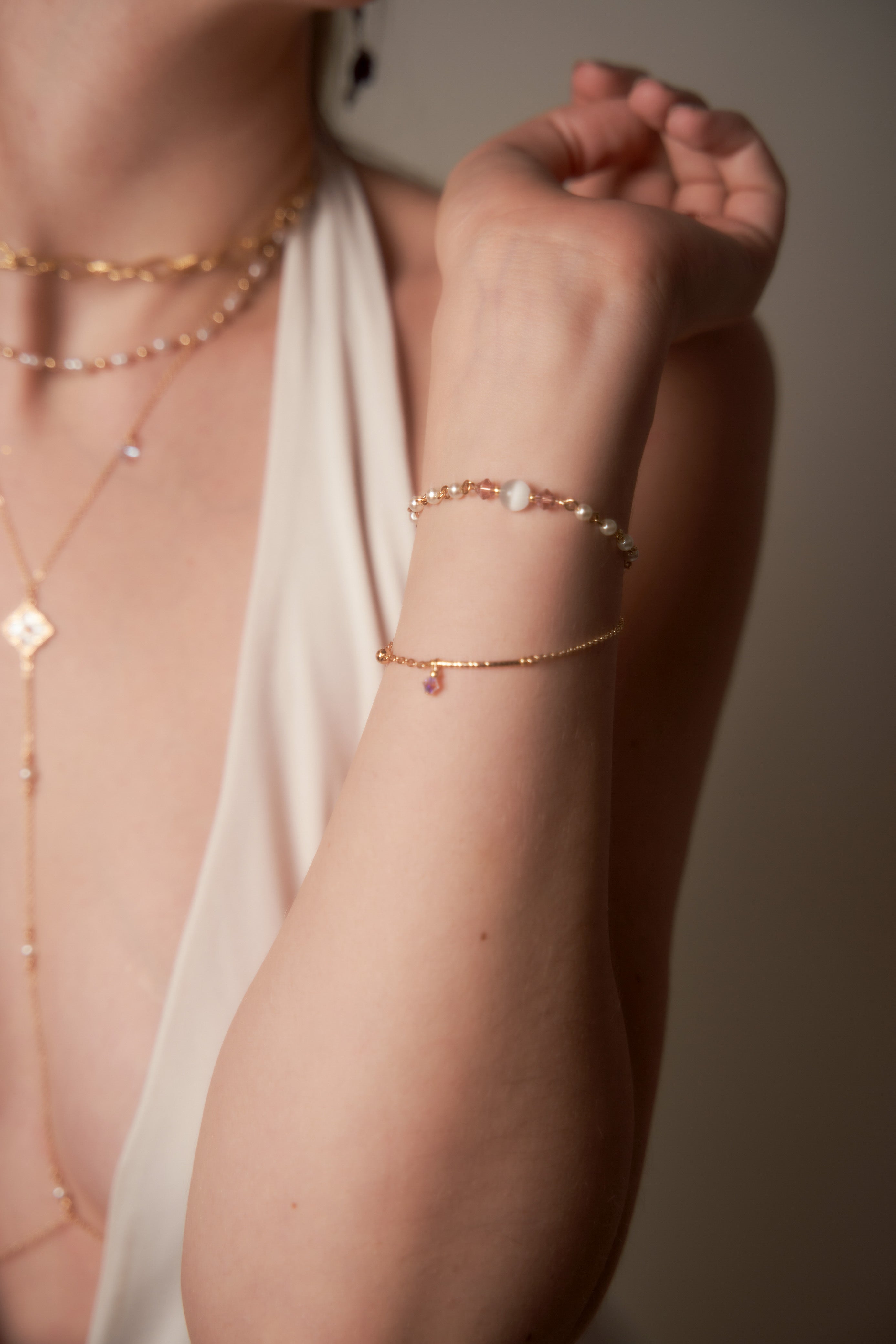 Poker | two layers bracelet, golden, sakura, black