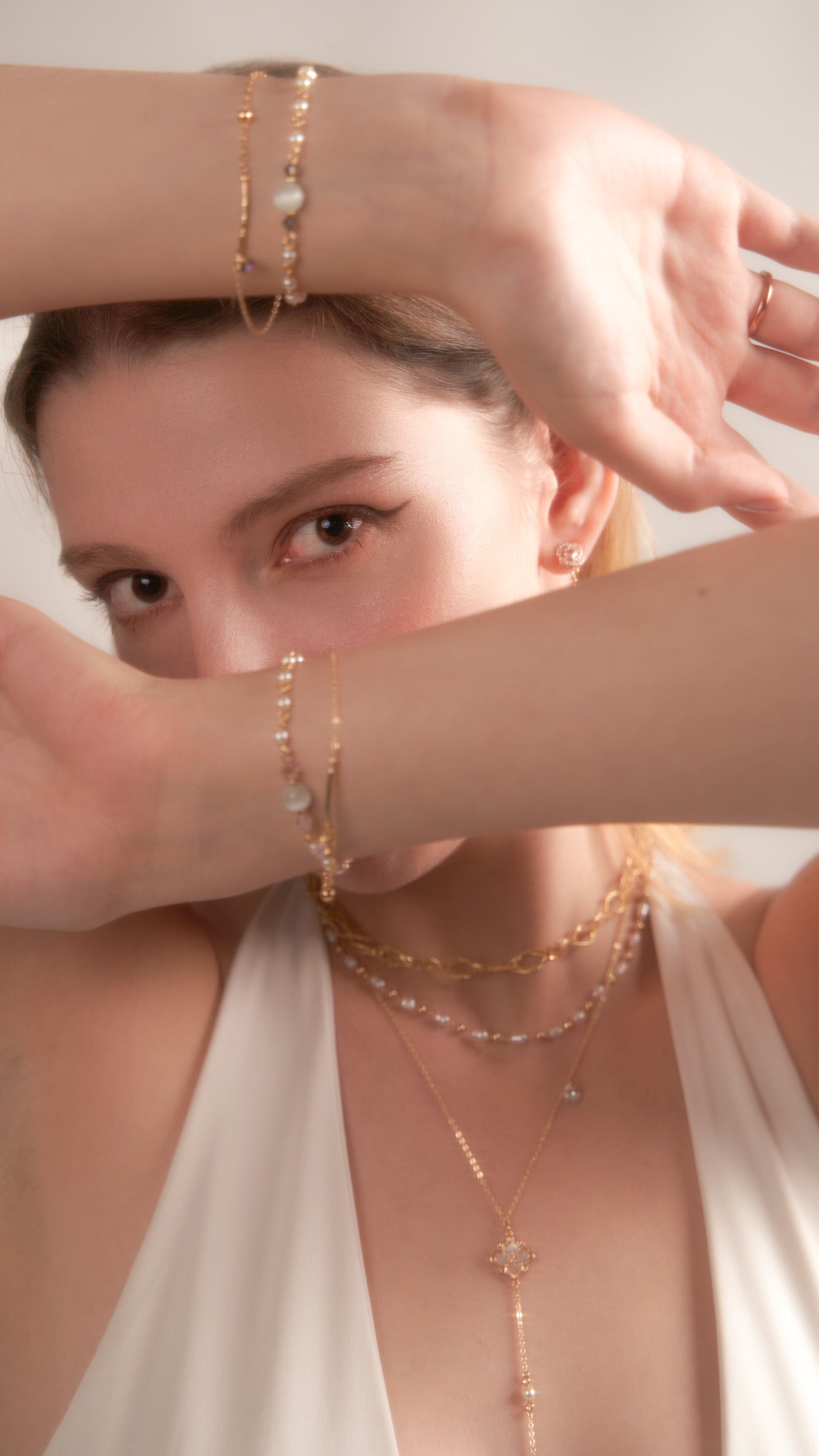 Poker | two layers bracelet, golden, sakura, black