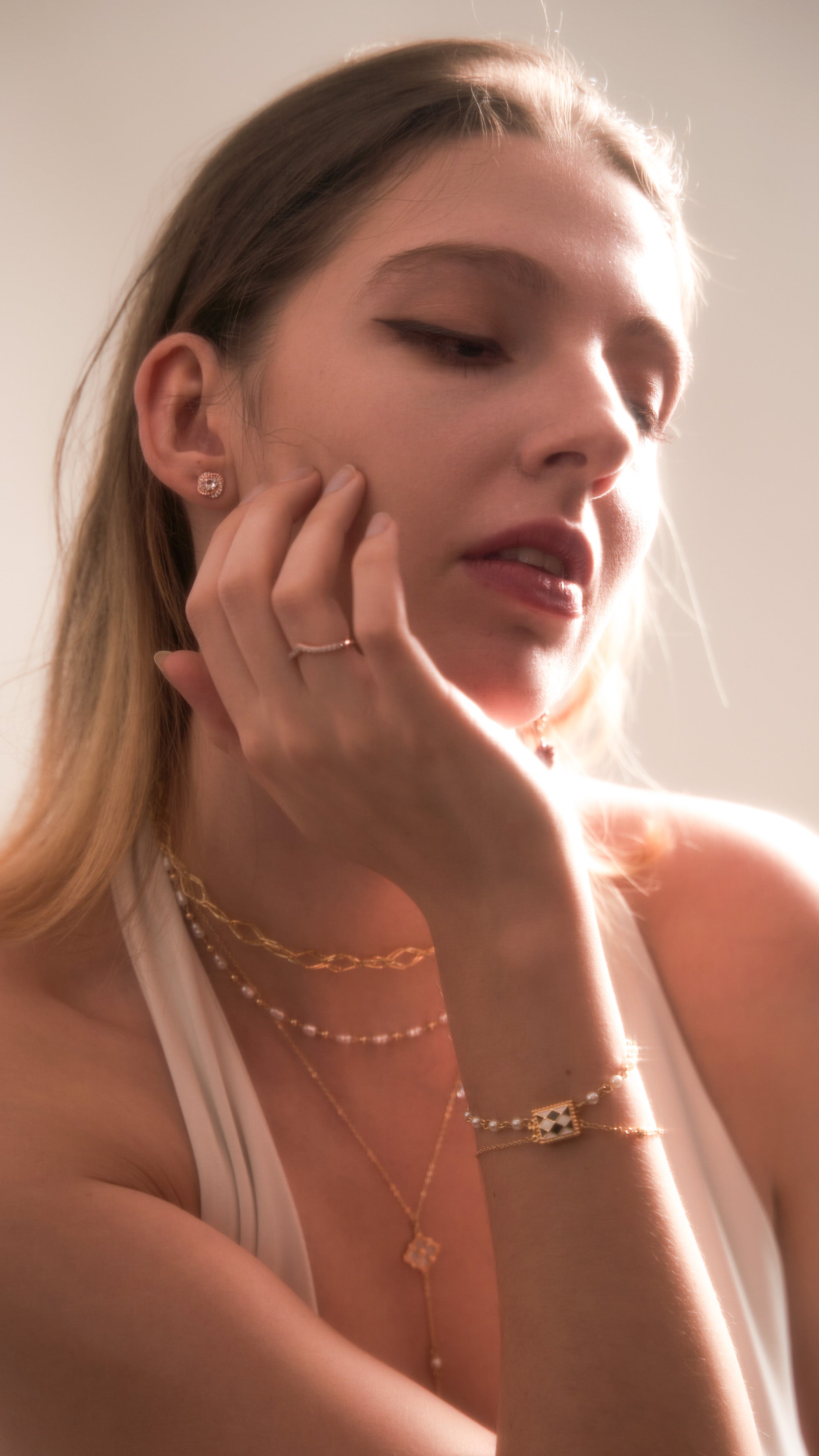 Poker | two layers bracelet, golden, sakura, black