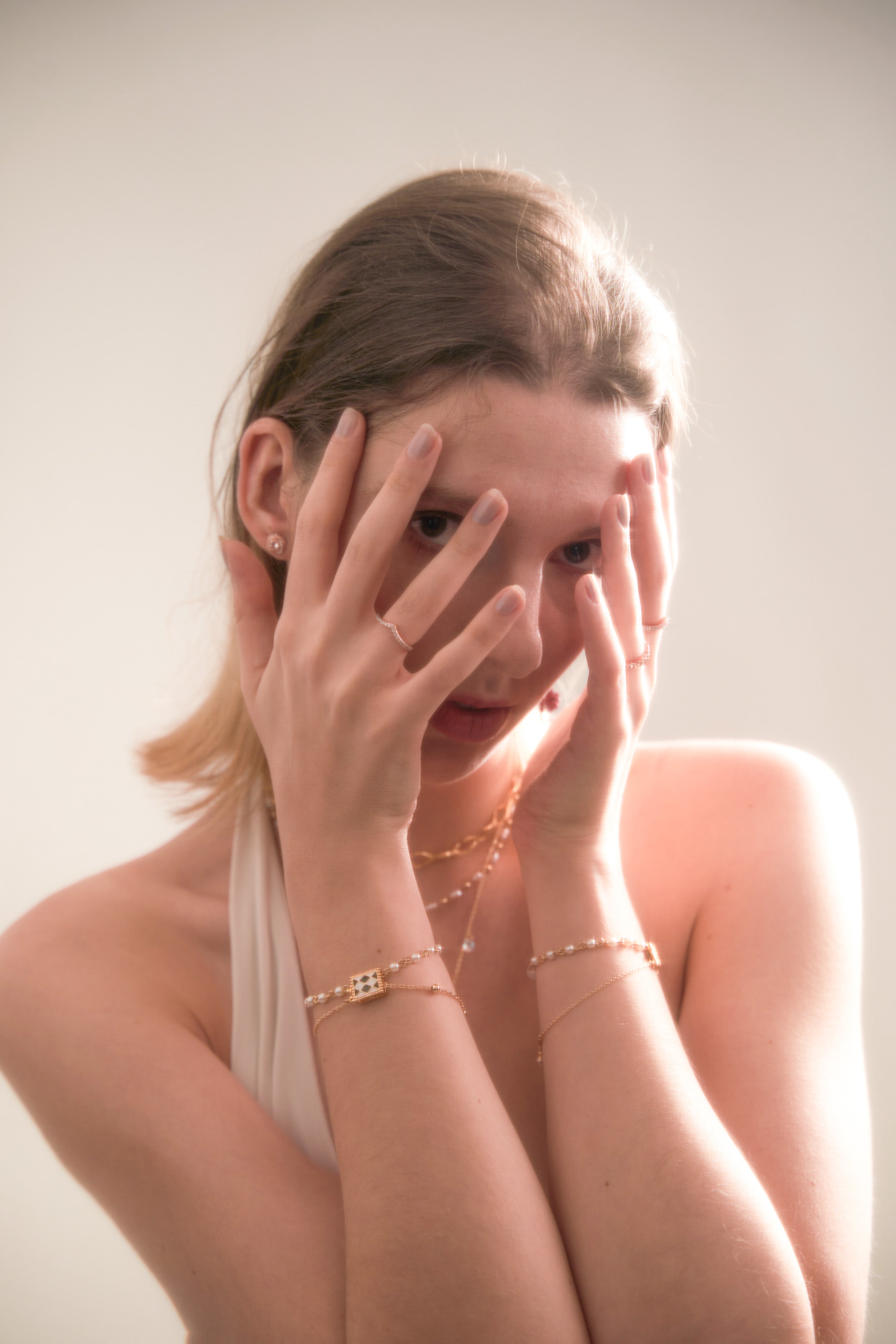 Poker | two layers bracelet, golden, sakura, black