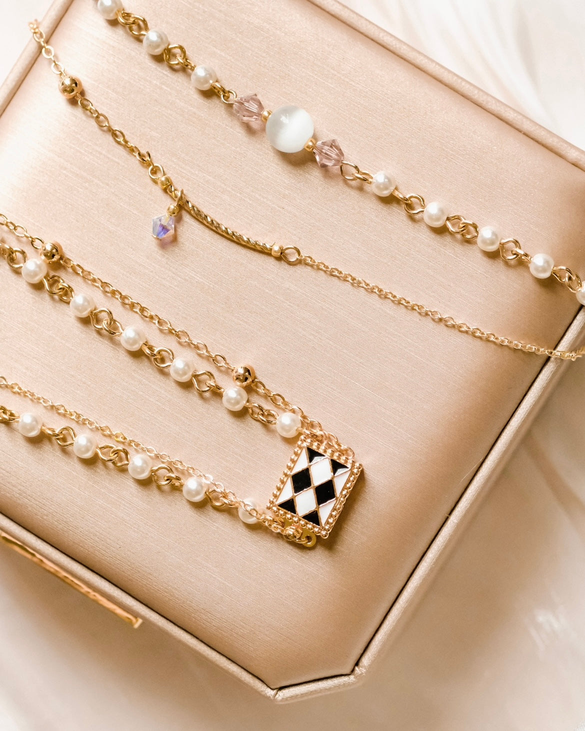 Poker | two layers bracelet, golden, sakura, black