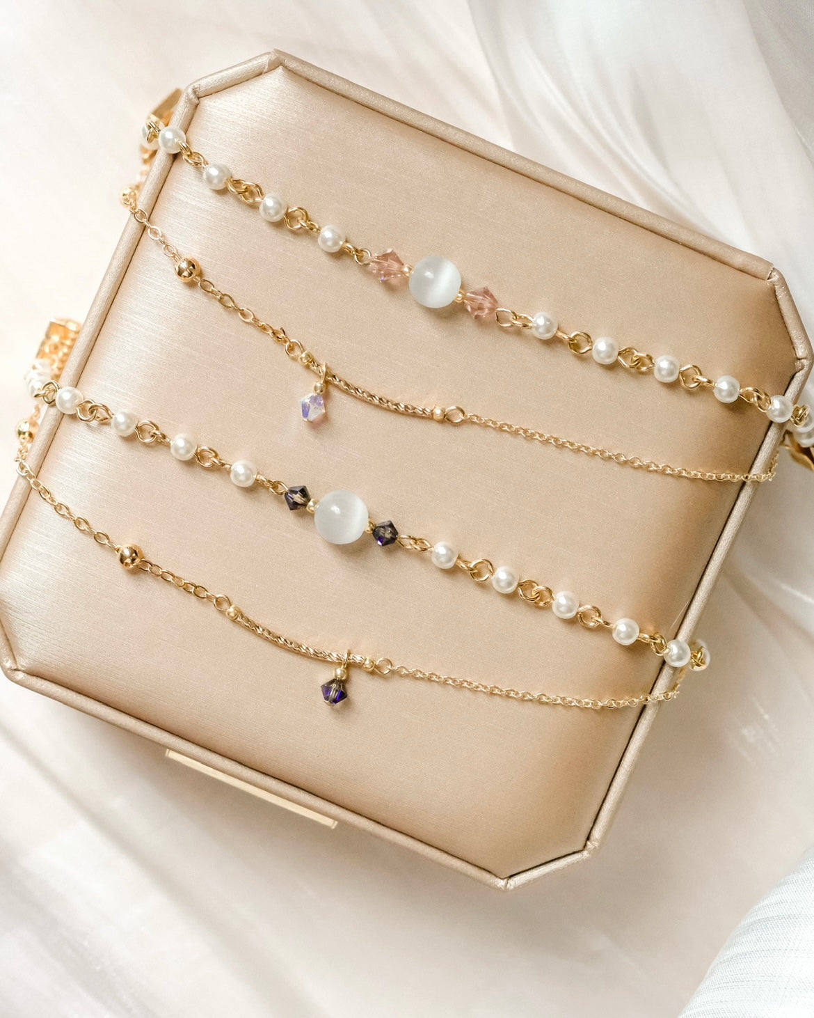 Poker | two layers bracelet, golden, sakura, black