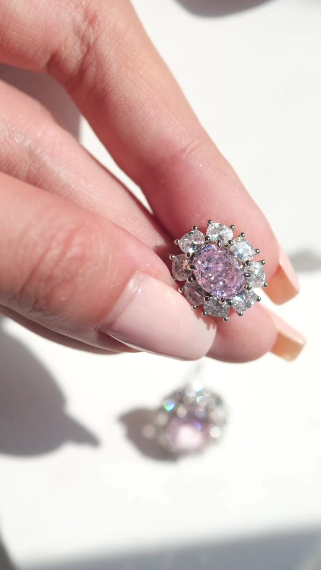 Pinky Cloud| Ice crushed Pink High-Carbon Diamond Vintage design