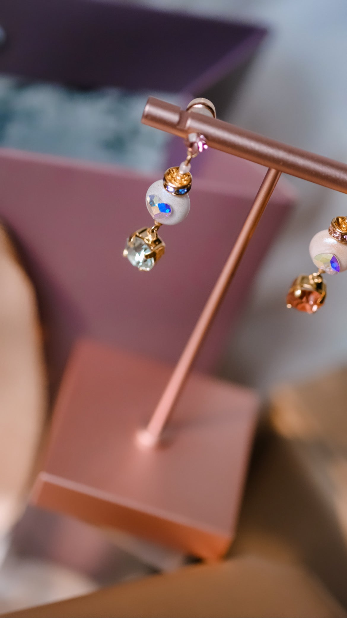 Sweetness | Collection AURA - Baby Blue baby pink Swa pearl earrings - cute and elegant