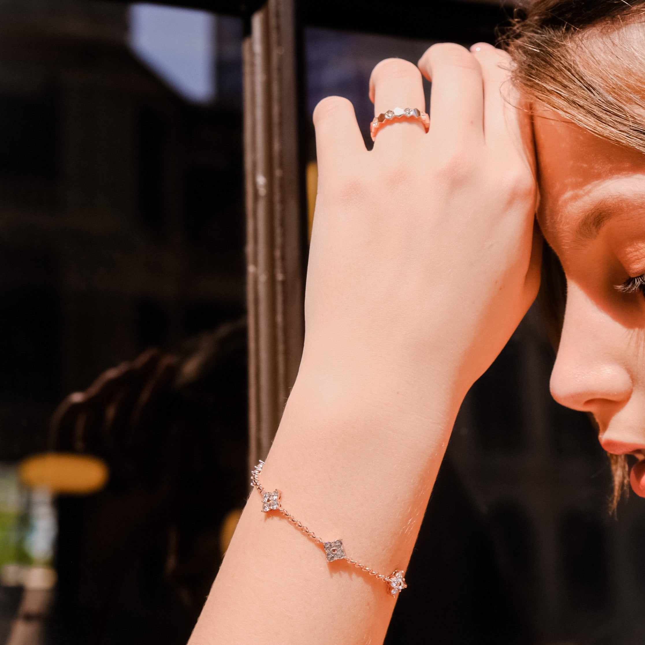 Blooming 2.0 | Collection Me - Elegant floral Swarovski crystal Rose gold bracelet