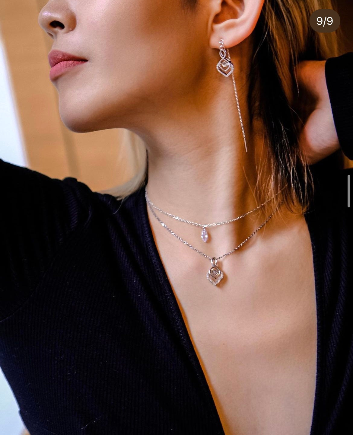 Remember my name | Collection Spirited Away - Adjustable 925Silver earrings with dancing stone plated with 18k whitegold (Swarovski crystals)