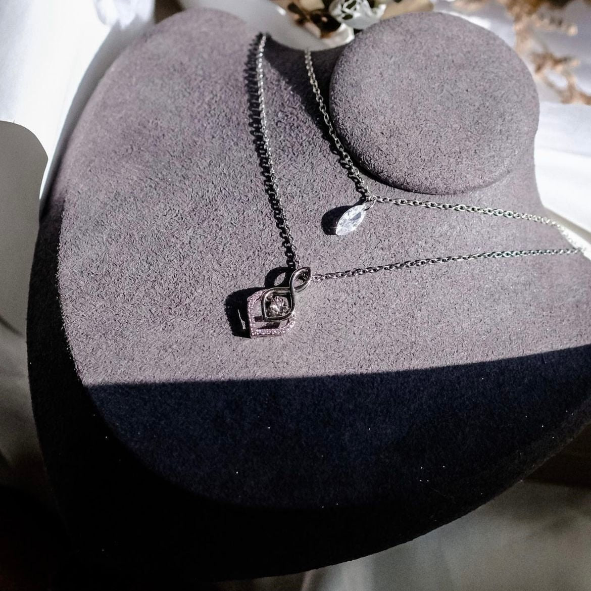 Name | Collection Spirited Away - Silver double layer necklace with Swarovski crystals dancing stone pendant