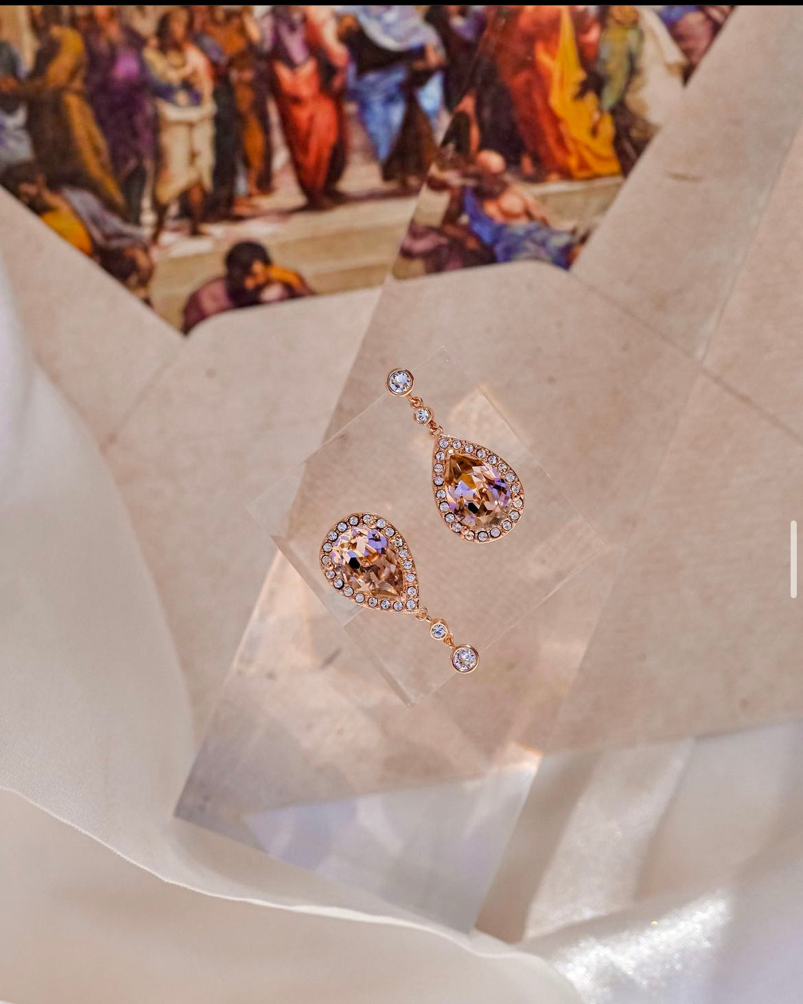 Sunset Glow | Collection Bible - Rose coloured Swarovski crystal princess elegant earrings