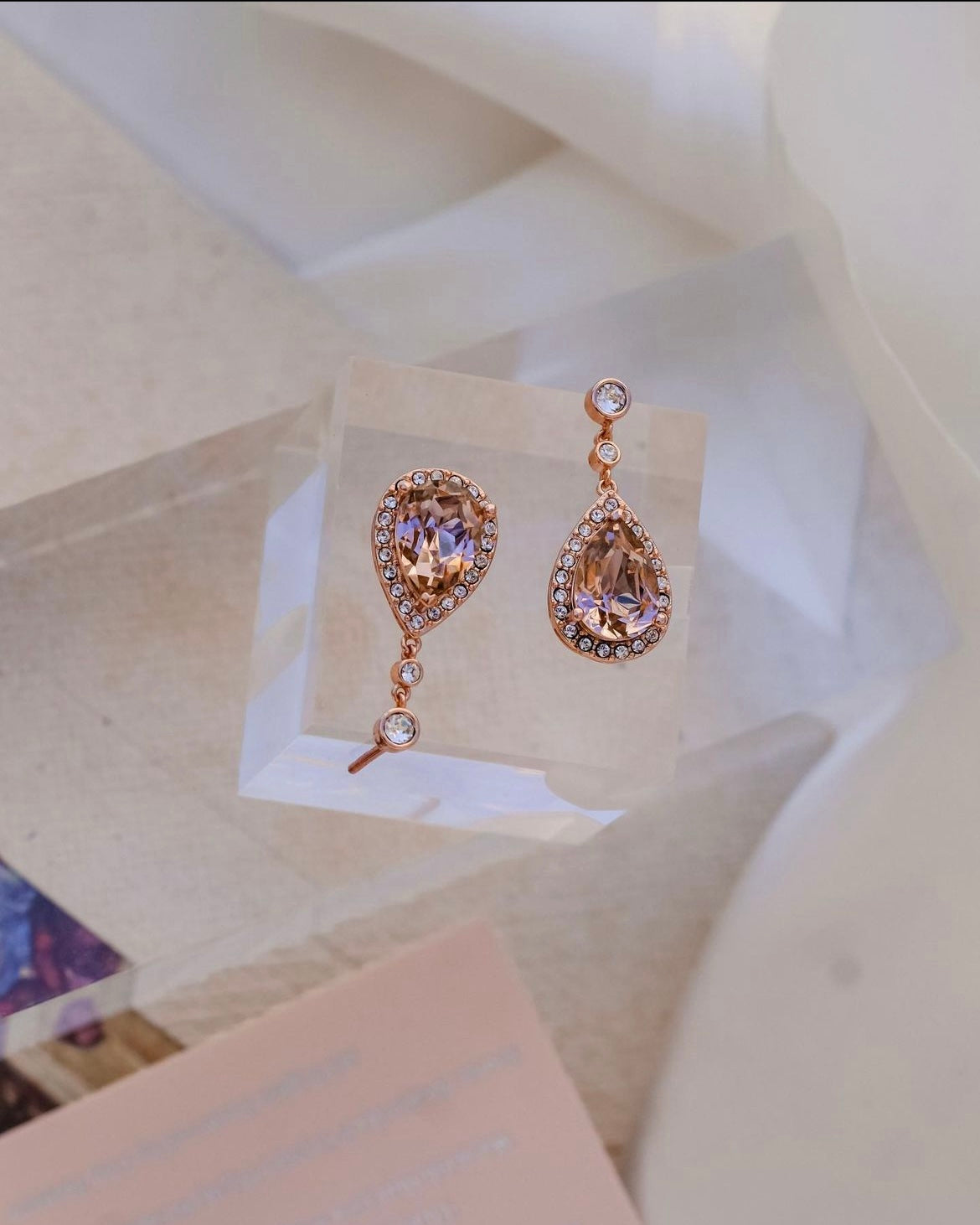 Sunset Glow | Collection Bible - Rose coloured Swarovski crystal princess elegant earrings