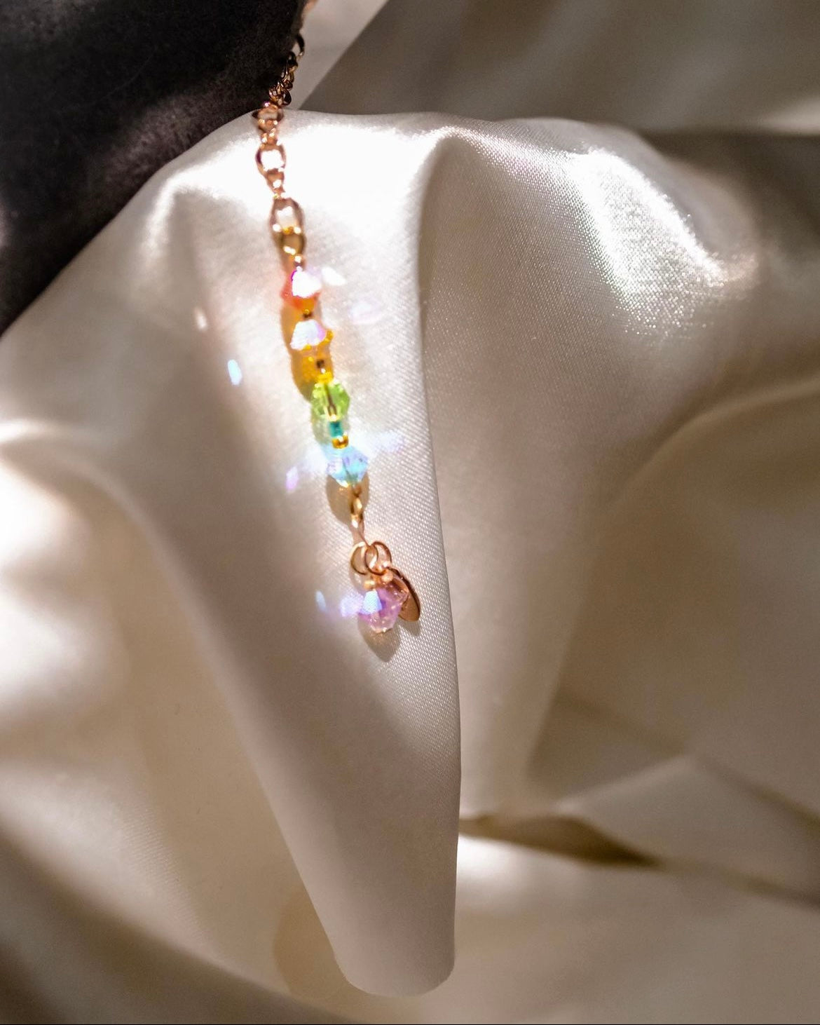 Stained Glass | Collection cathedral - Desginer multi-way necklace: Double chain plated with 18k Gold and Swa crystals