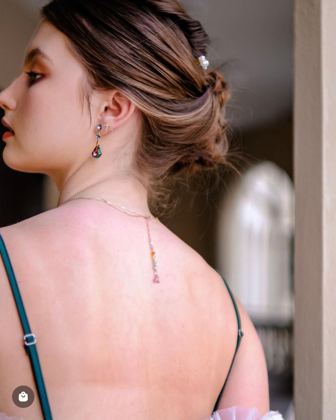 Stained Glass | Collection cathedral - Desginer multi-way necklace: Double chain plated with 18k Gold and Swa crystals