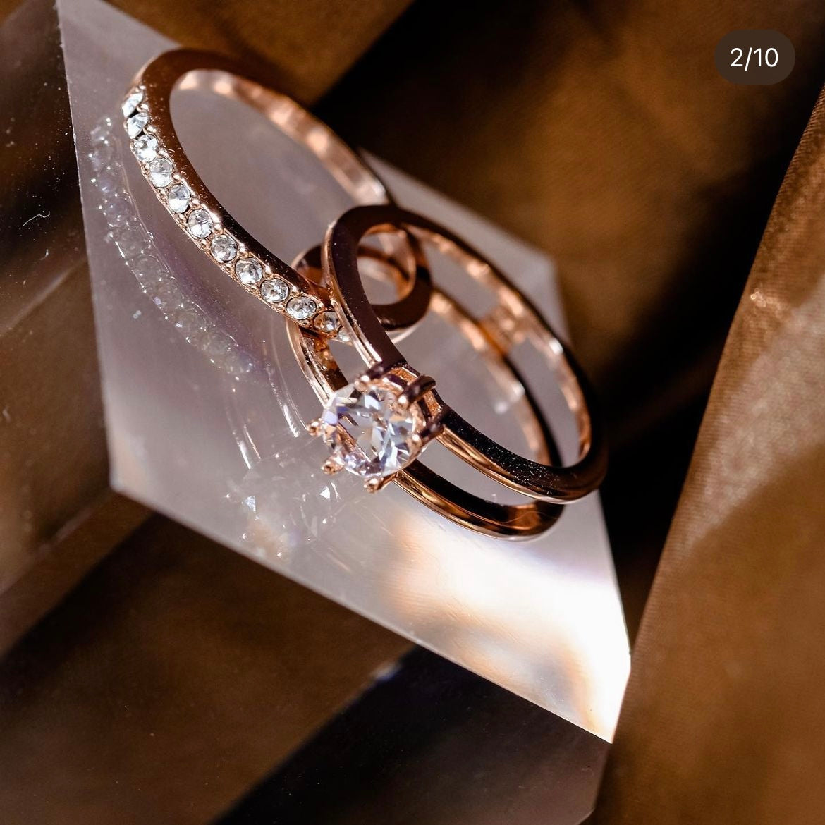 Sandwich Biscuit | Collection Growth - 3- way rings - Creative and modern design with Swarovski crystals