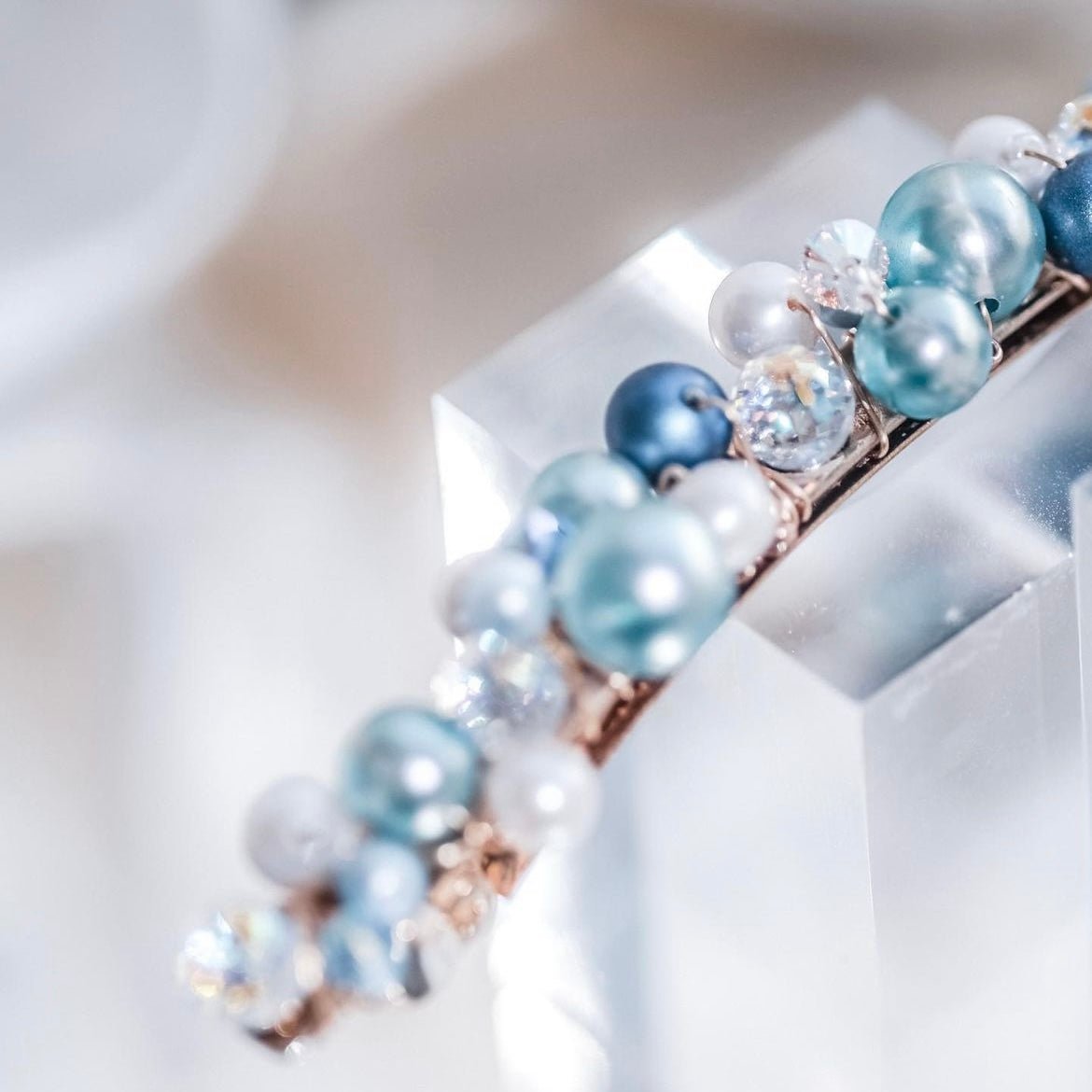 Haku | Collection Spirited Away - Handmade elegant Long Hair clip embedded with Swarovski crystals and pearls