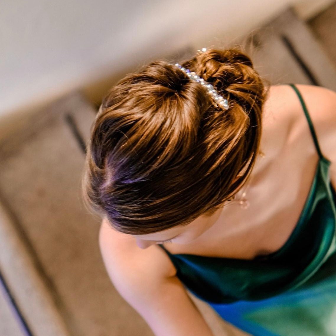 Haku | Collection Spirited Away - Handmade elegant Long Hair clip embedded with Swarovski crystals and pearls