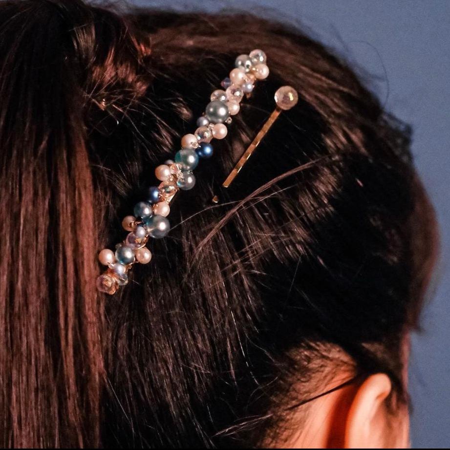 Haku | Collection Spirited Away - Handmade elegant Long Hair clip embedded with Swarovski crystals and pearls