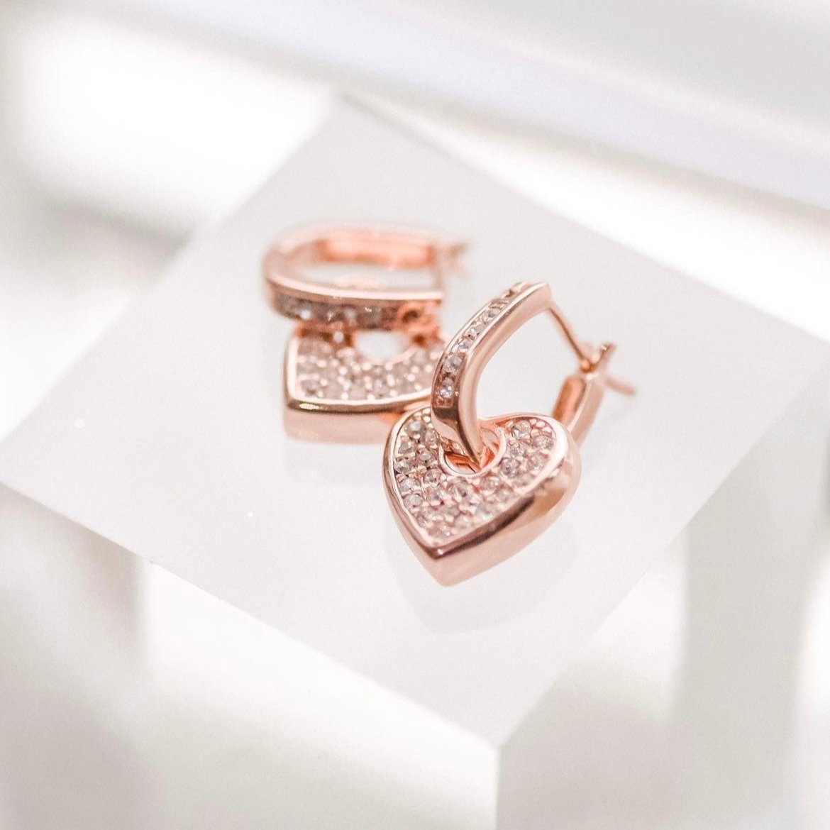 Hold On | 2- way Love Heart Lock earrings (18k Rose gold)