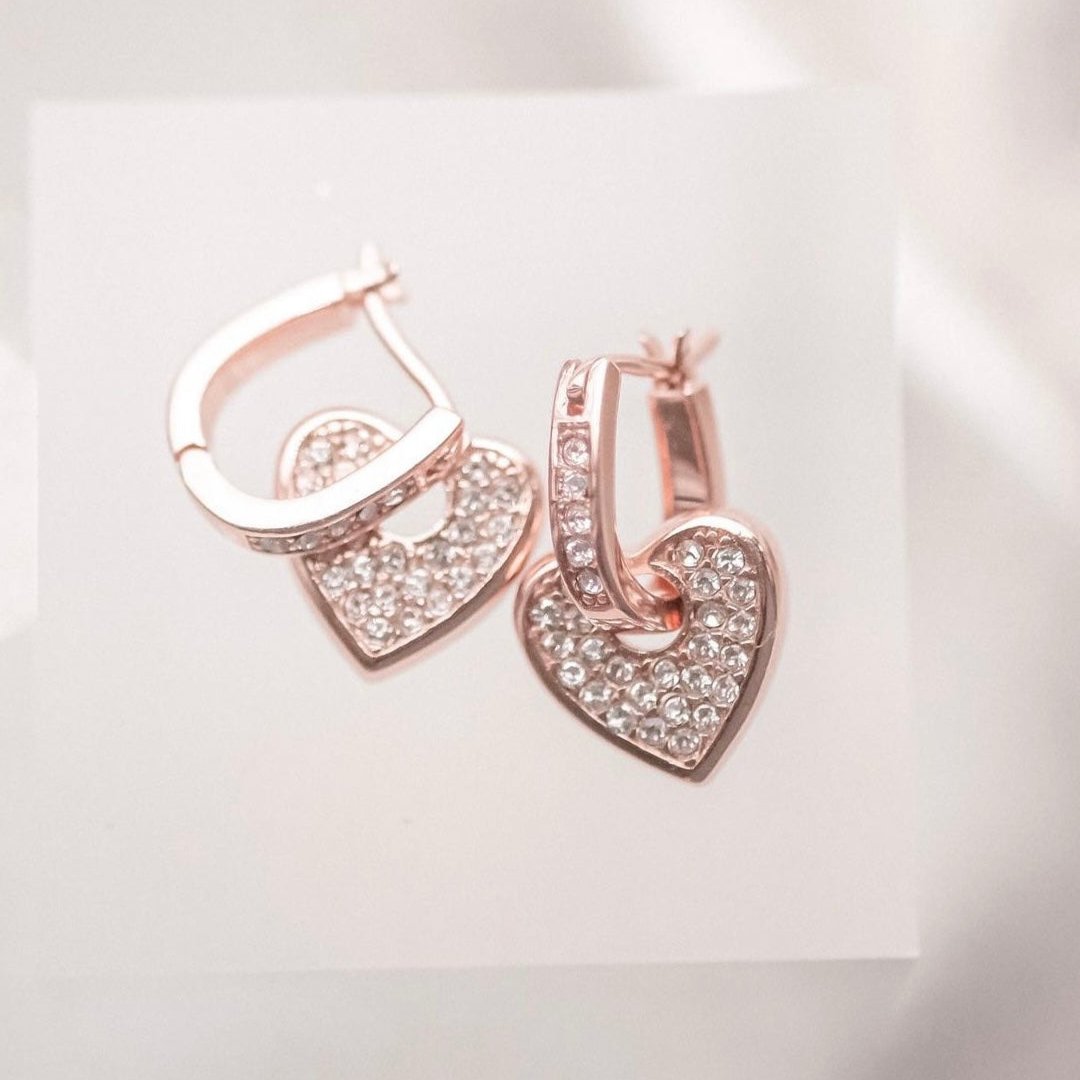Hold On | 2- way Love Heart Lock earrings (18k Rose gold)