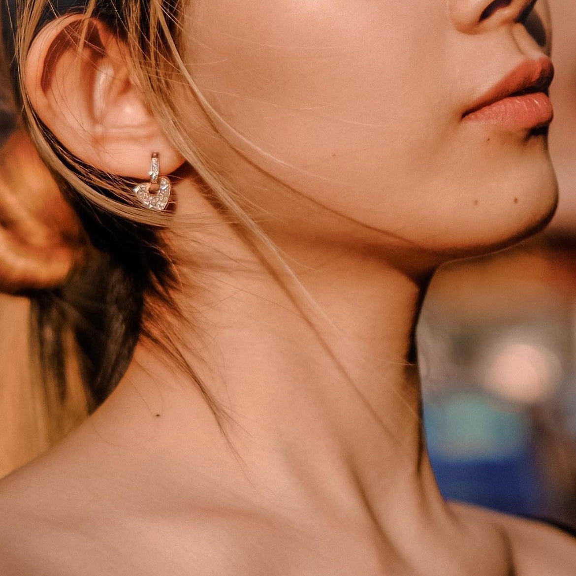 Hold On | 2- way Love Heart Lock earrings (18k Rose gold)