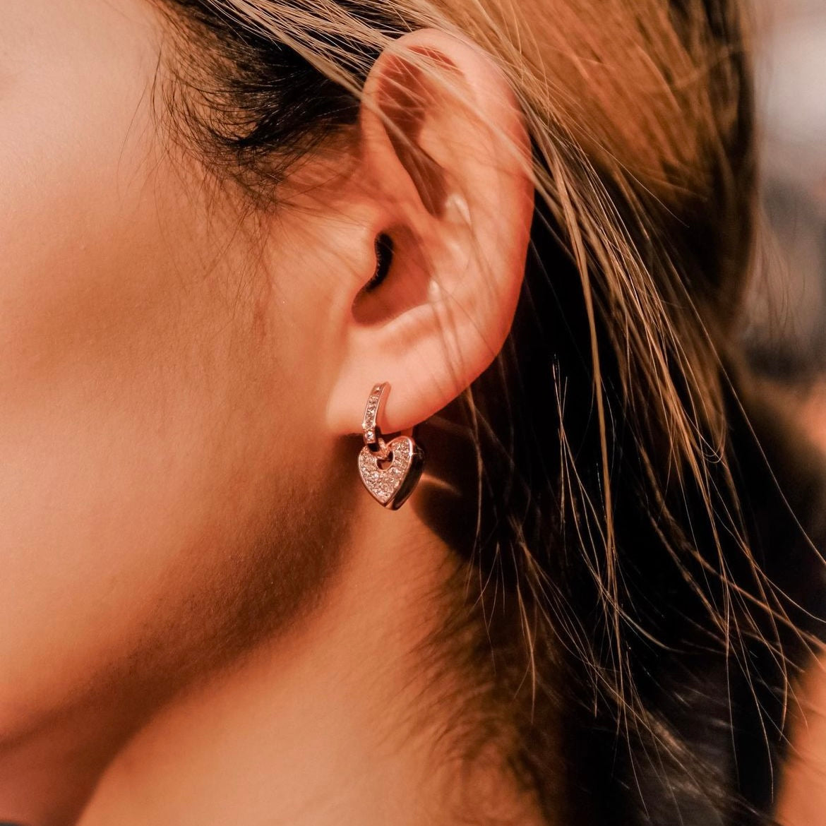 Hold On | 2- way Love Heart Lock earrings (18k Rose gold)