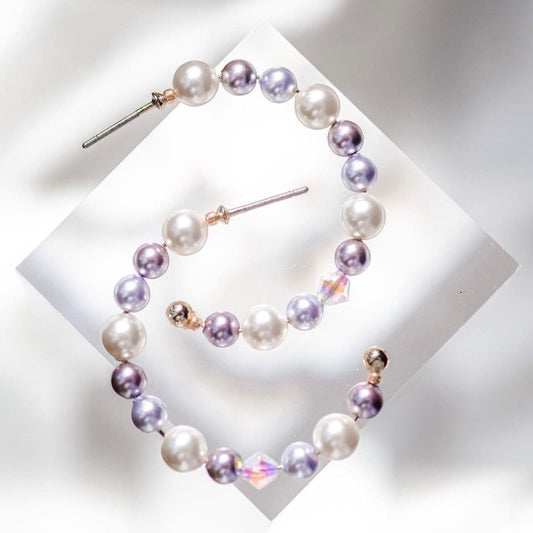 Grape| Swarovski Pearl- ear hoop