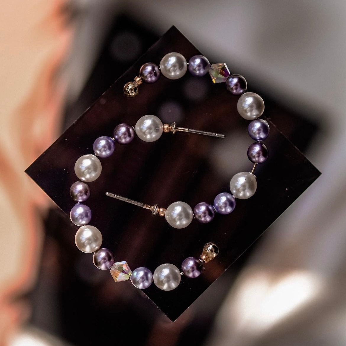 Grape| Swarovski Pearl- ear hoop