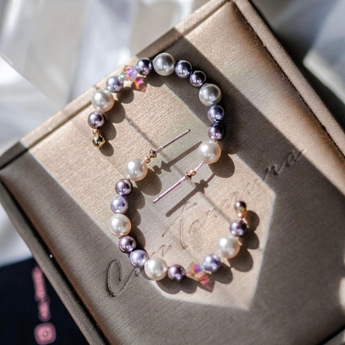 Grape| Swarovski Pearl- ear hoop