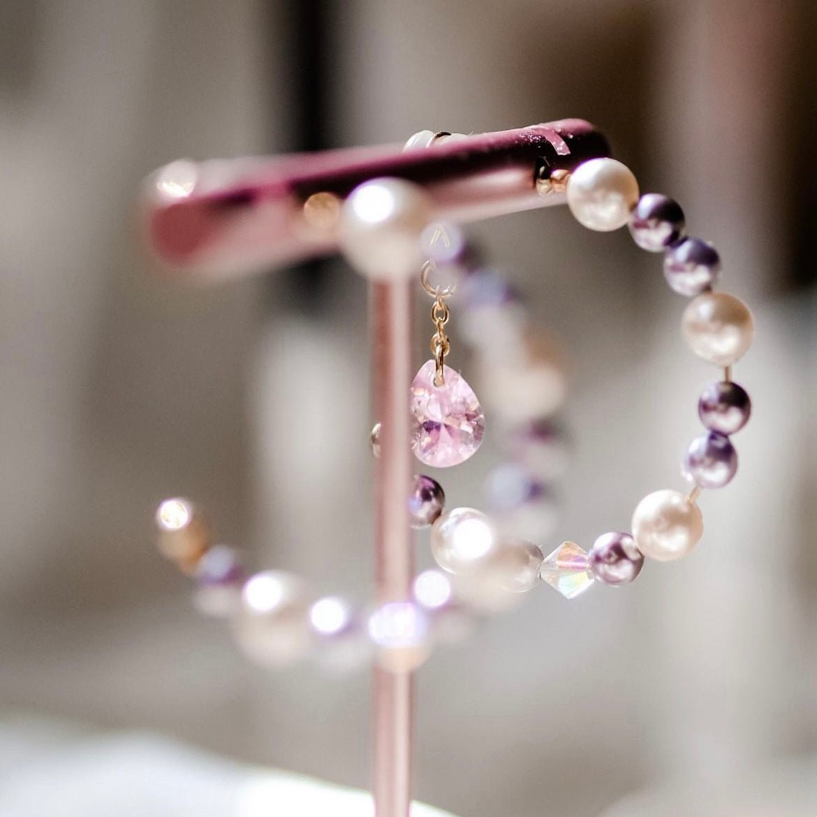 Grape| Swarovski Pearl- ear hoop
