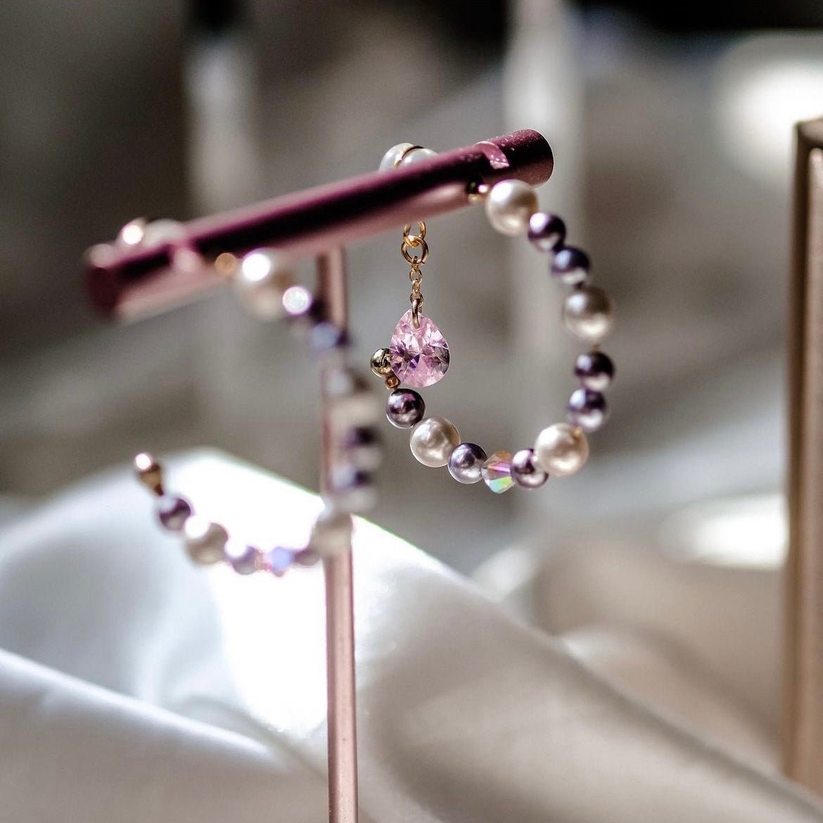 Grape| Swarovski Pearl- ear hoop