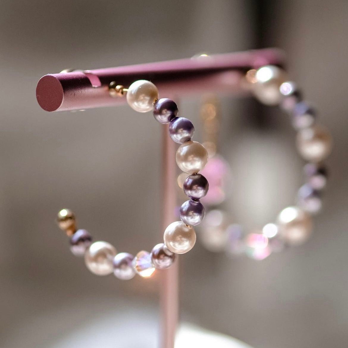 Grape| Swarovski Pearl- ear hoop