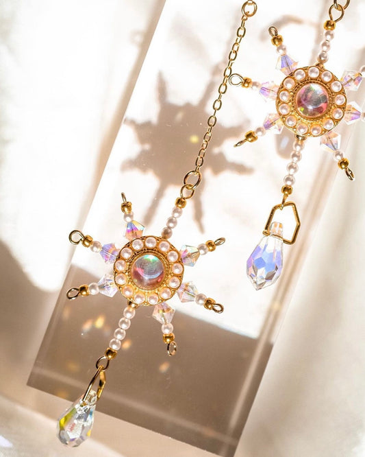 The Polar Star | Designer earrings - craftsmanship - pearls and crystal