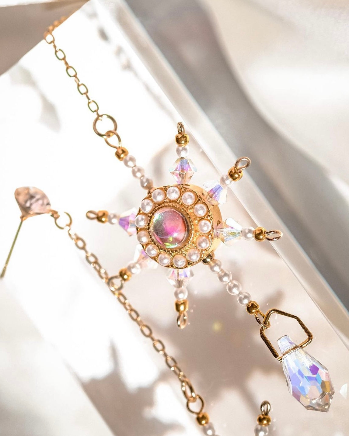 The Polar Star | Designer earrings - craftsmanship - pearls and crystal