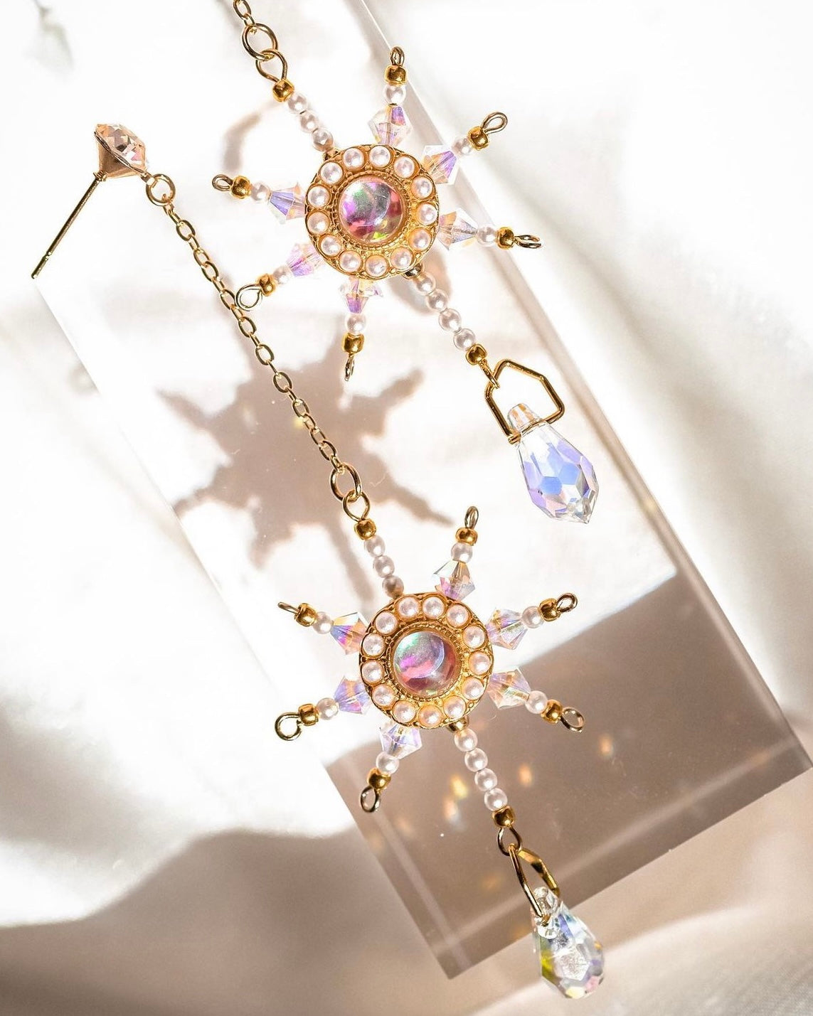 The Polar Star | Designer earrings - craftsmanship - pearls and crystal