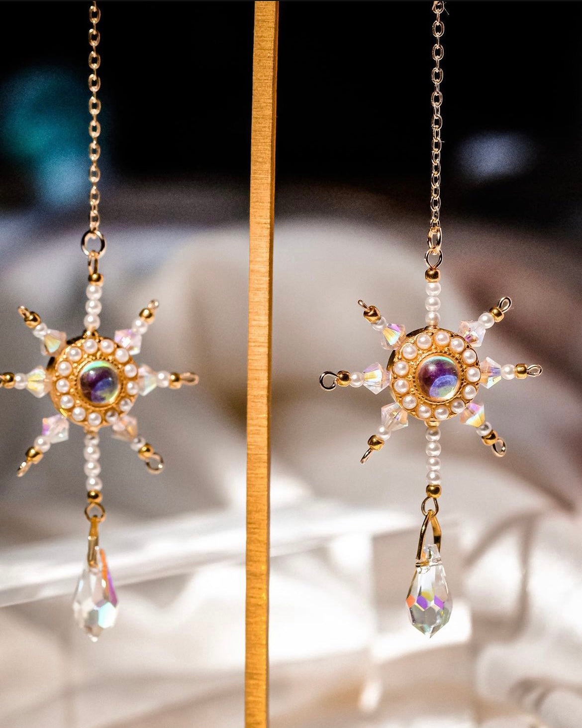 The Polar Star | Designer earrings - craftsmanship - pearls and crystal
