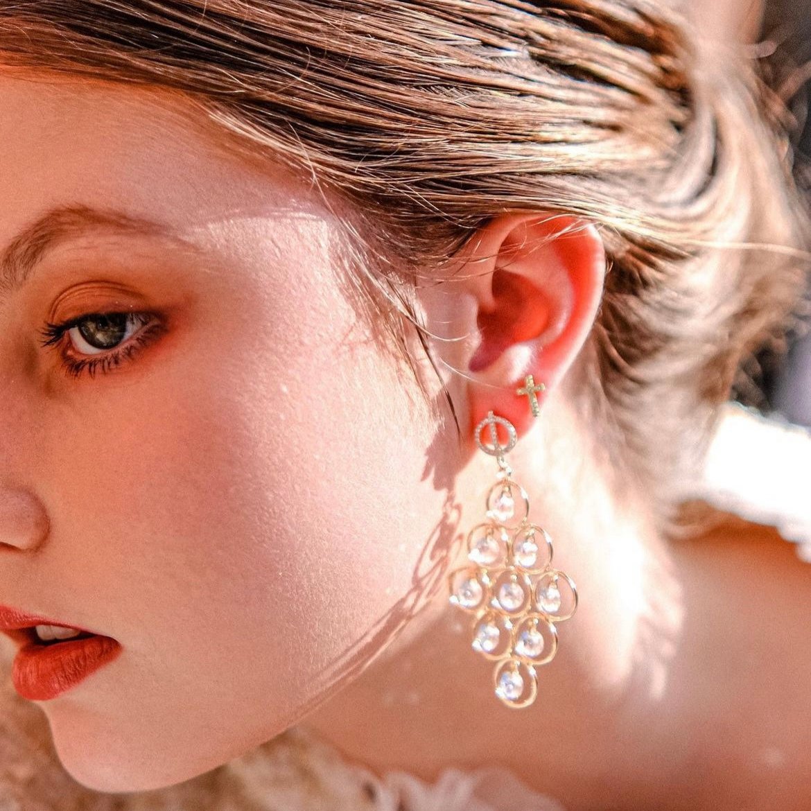 Mini Cross | Petite cross shaped earrings embedded with Swarovski crystals