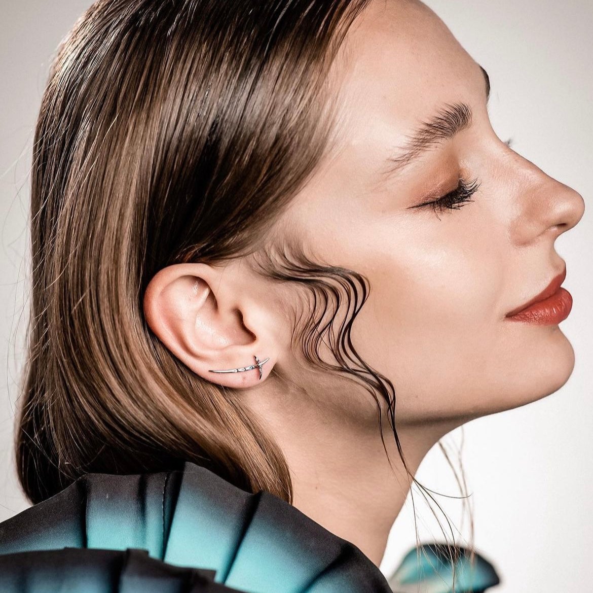 Fight for Us | CT Original Designer earrings- Sword like embedded with three colors of Swarovski crystal