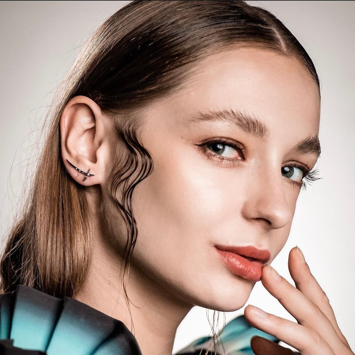 Fight for Us | CT Original Designer earrings- Sword like embedded with three colors of Swarovski crystal