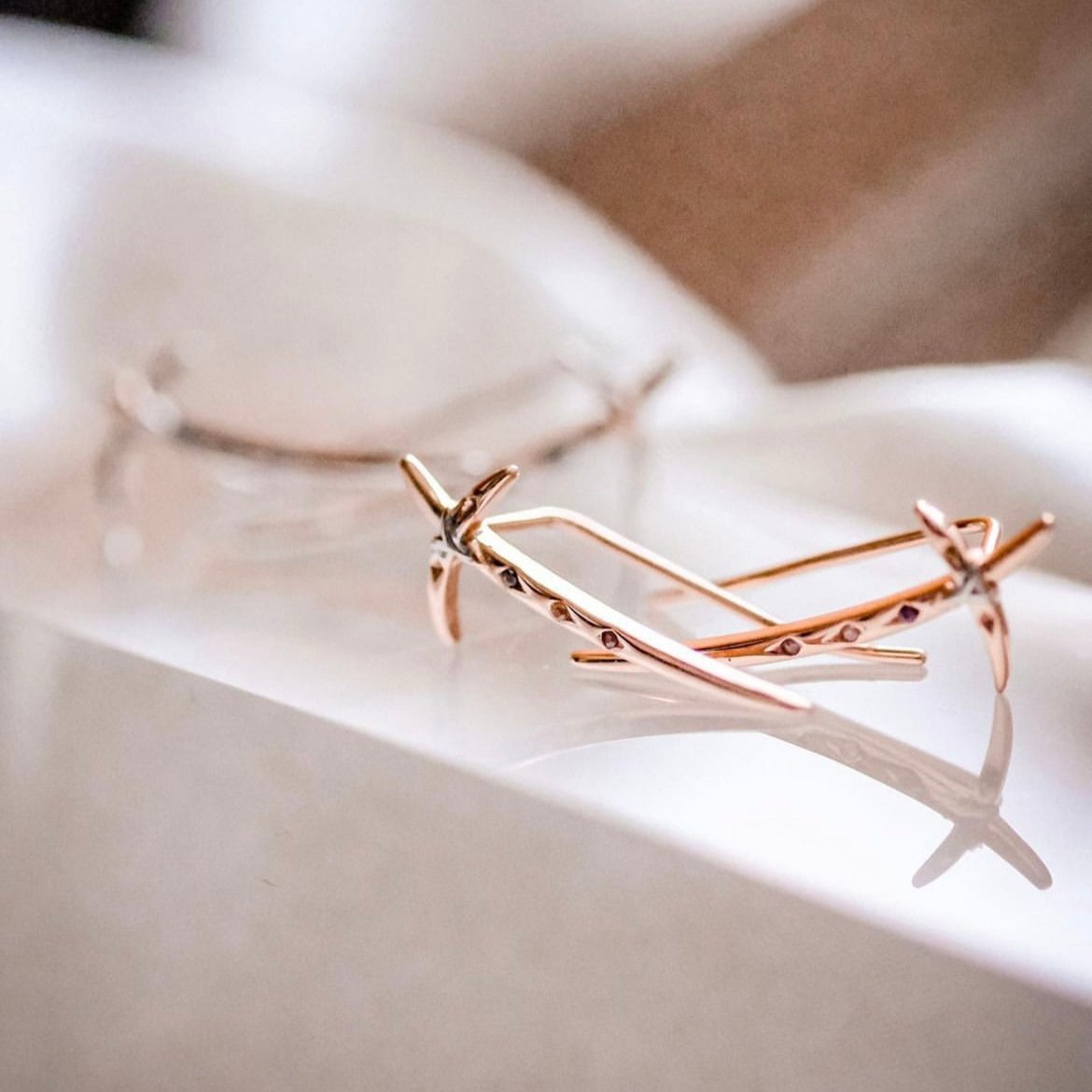 Fight for Us | CT Original Designer earrings- Sword like embedded with three colors of Swarovski crystal
