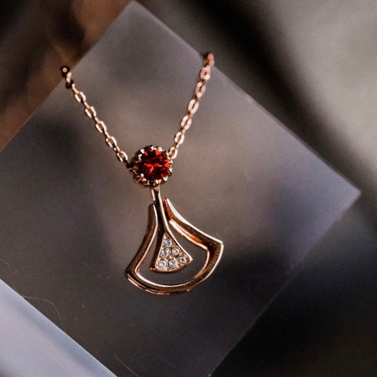 Girl | 4- Way- to- wear | Your Necklace, Your Choice - Red and white - 18k Rose Gold charm