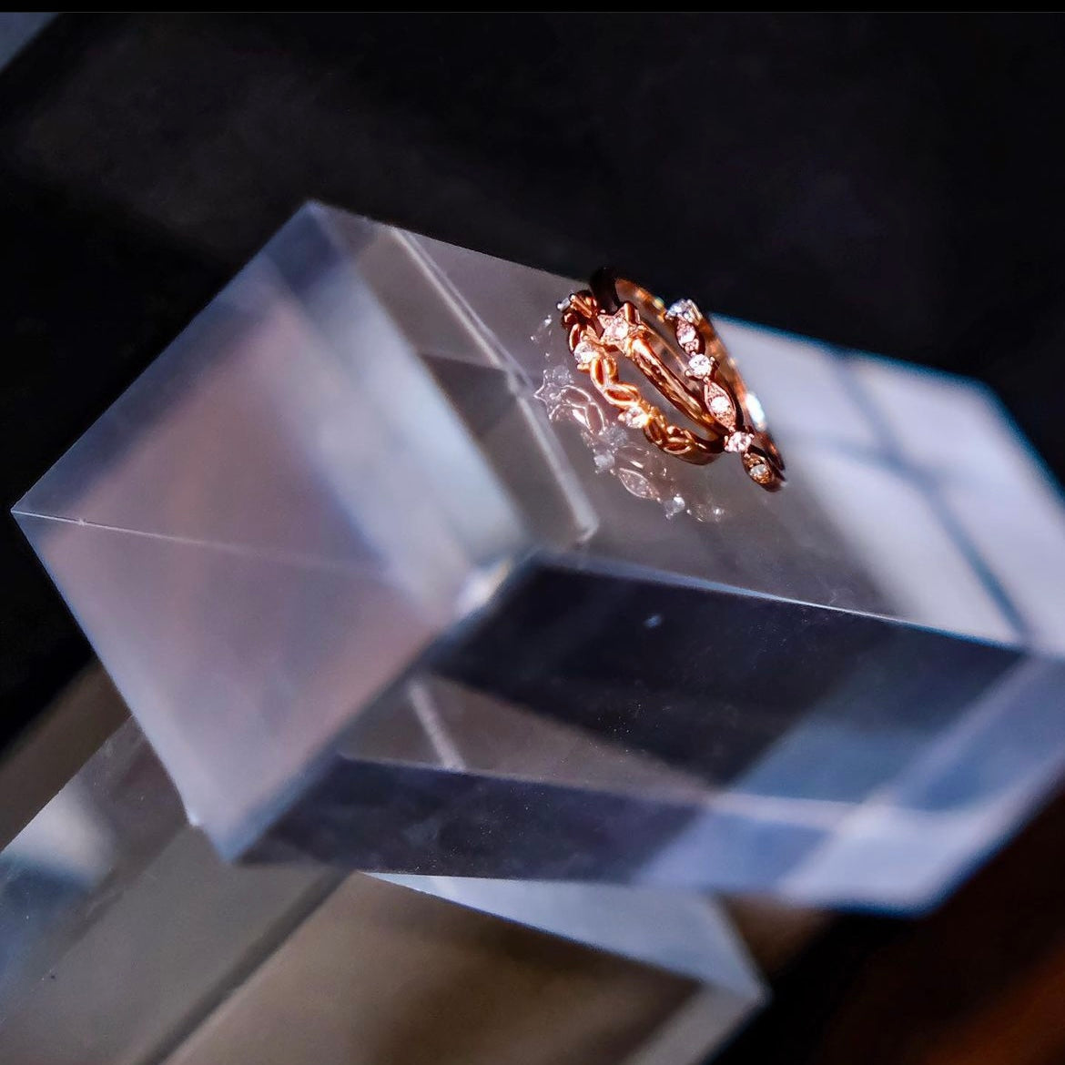 Starry Night [Set rings of of 3] 18k Rose Gold- Mix and stack