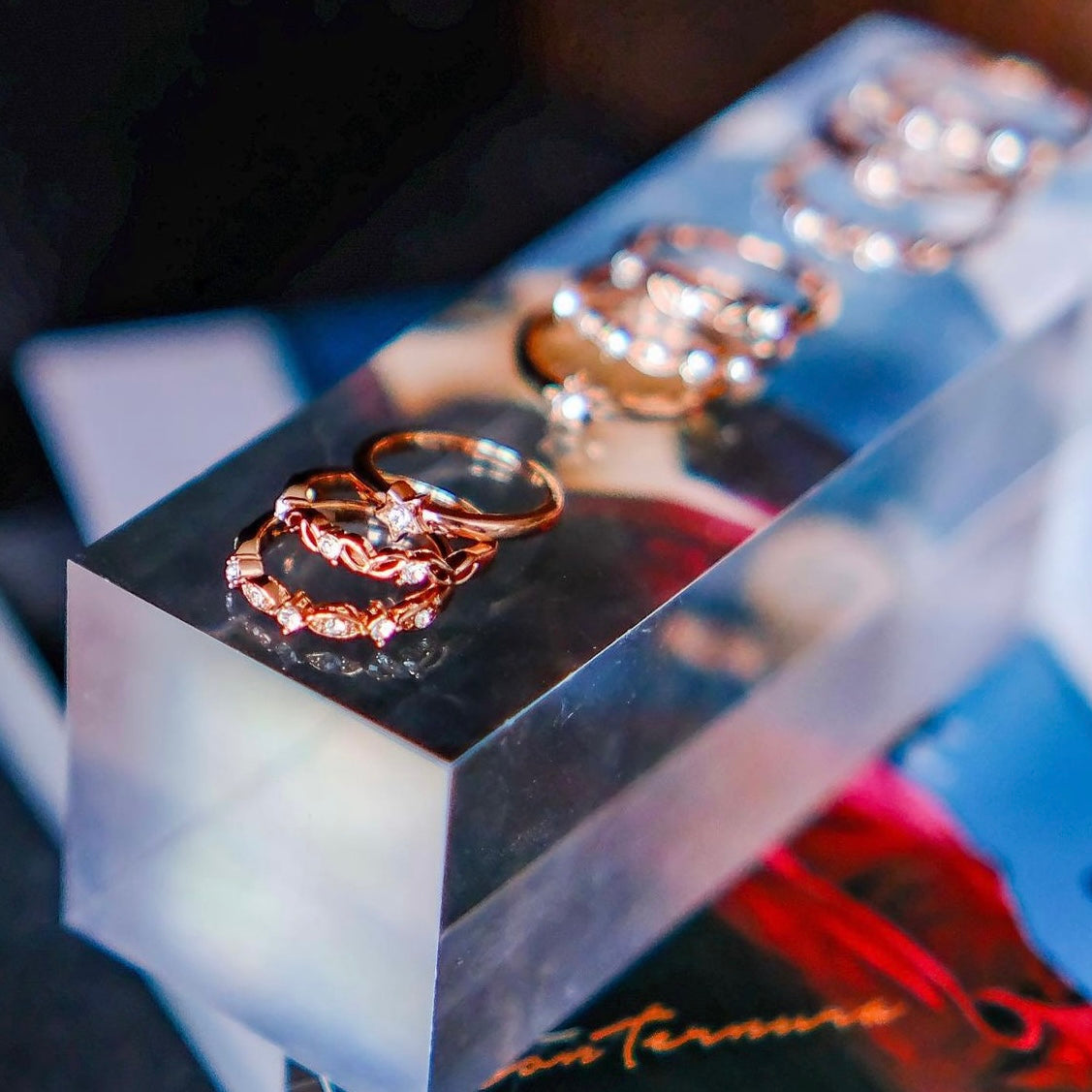 Starry Night [Set rings of of 3] 18k Rose Gold- Mix and stack