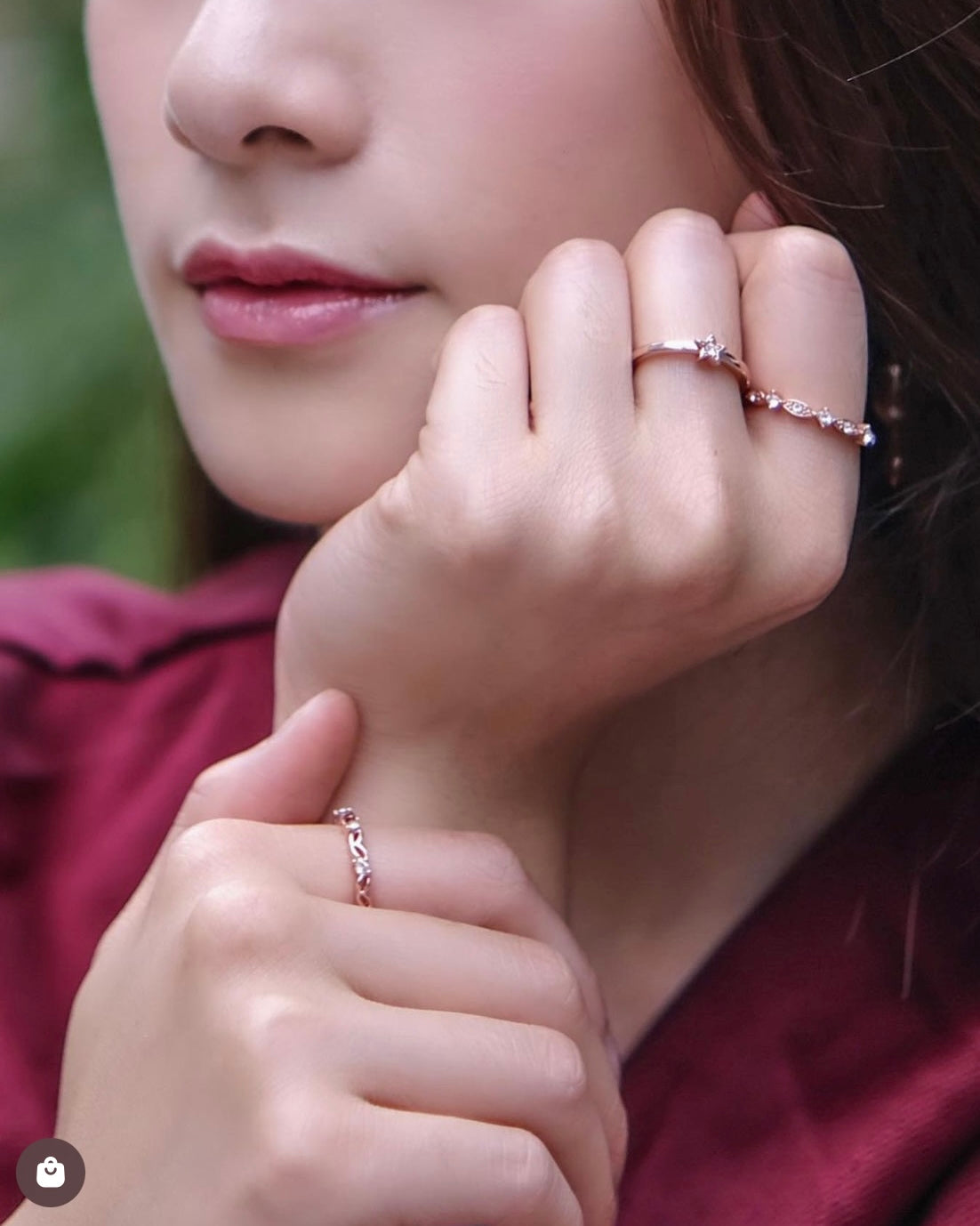 Starry Night [Set rings of of 3] 18k Rose Gold- Mix and stack