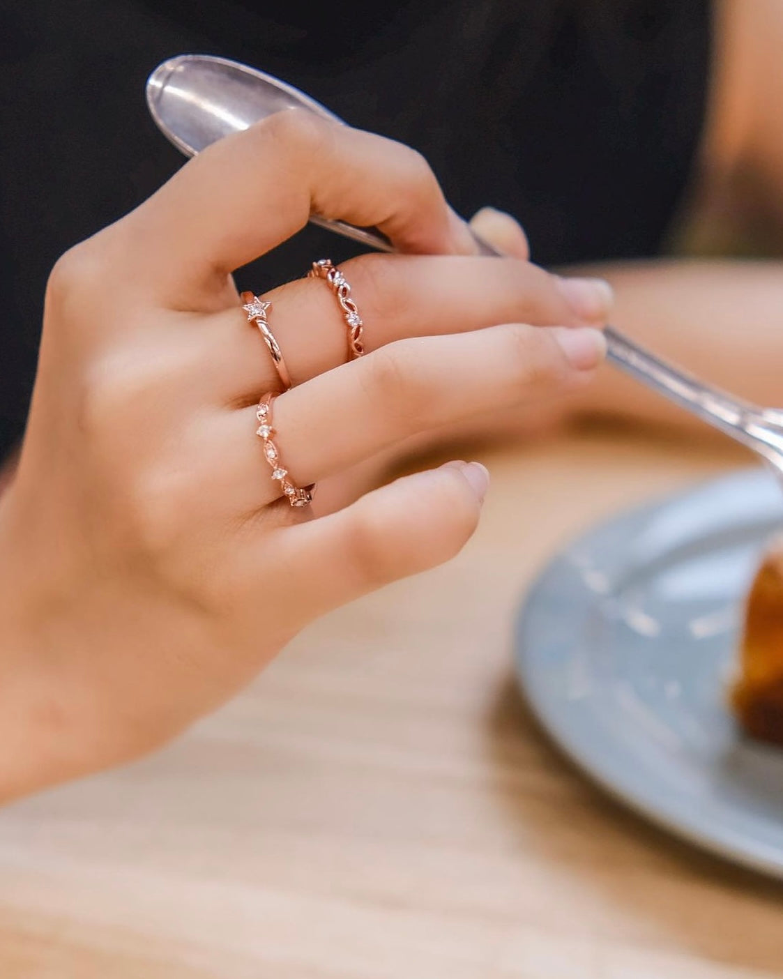 Starry Night [Set rings of of 3] 18k Rose Gold- Mix and stack