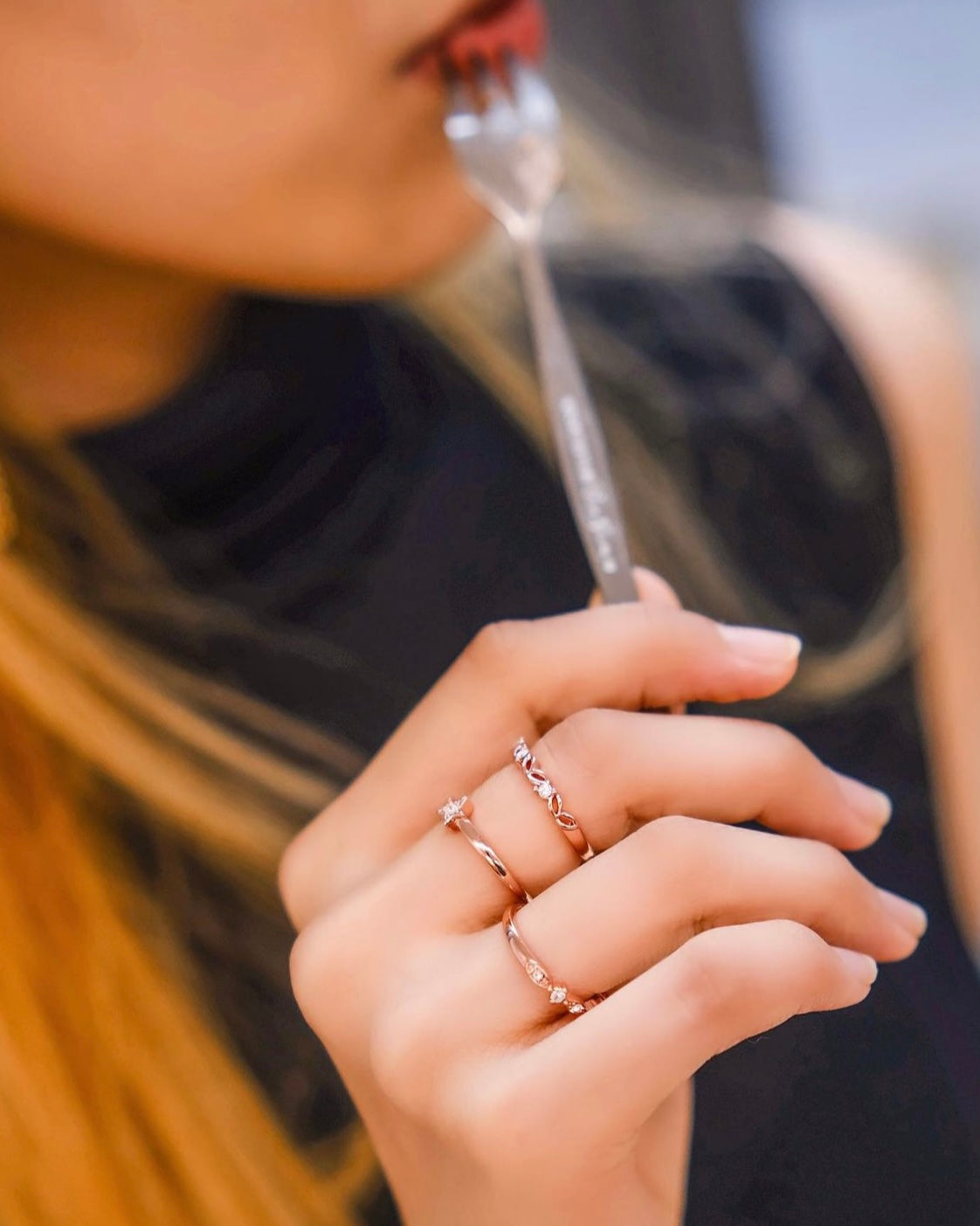 Starry Night [Set rings of of 3] 18k Rose Gold- Mix and stack