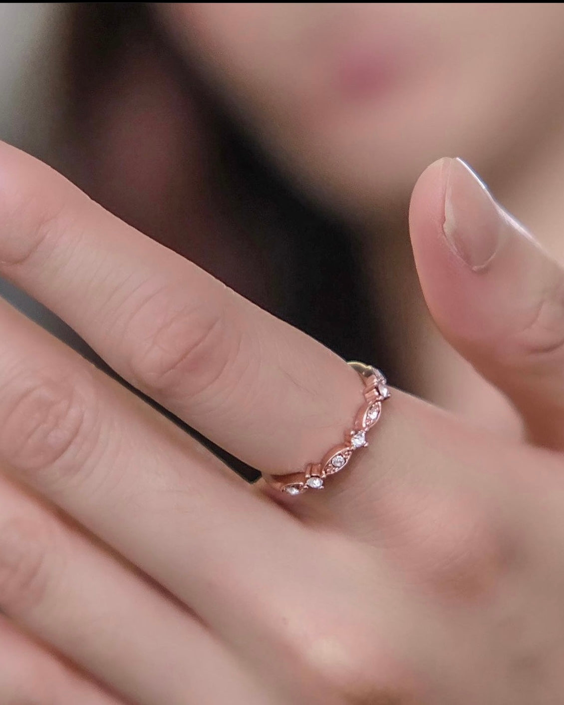 Starry Night [Set rings of of 3] 18k Rose Gold- Mix and stack