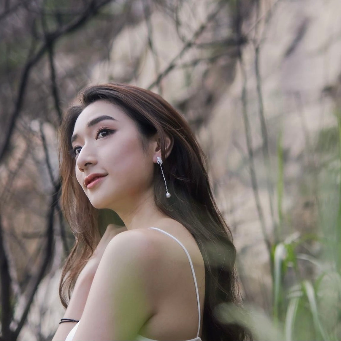 Cherub | converging goddess earrings - white gold, Swarovski pearls & crystals - Essentials for picnic date