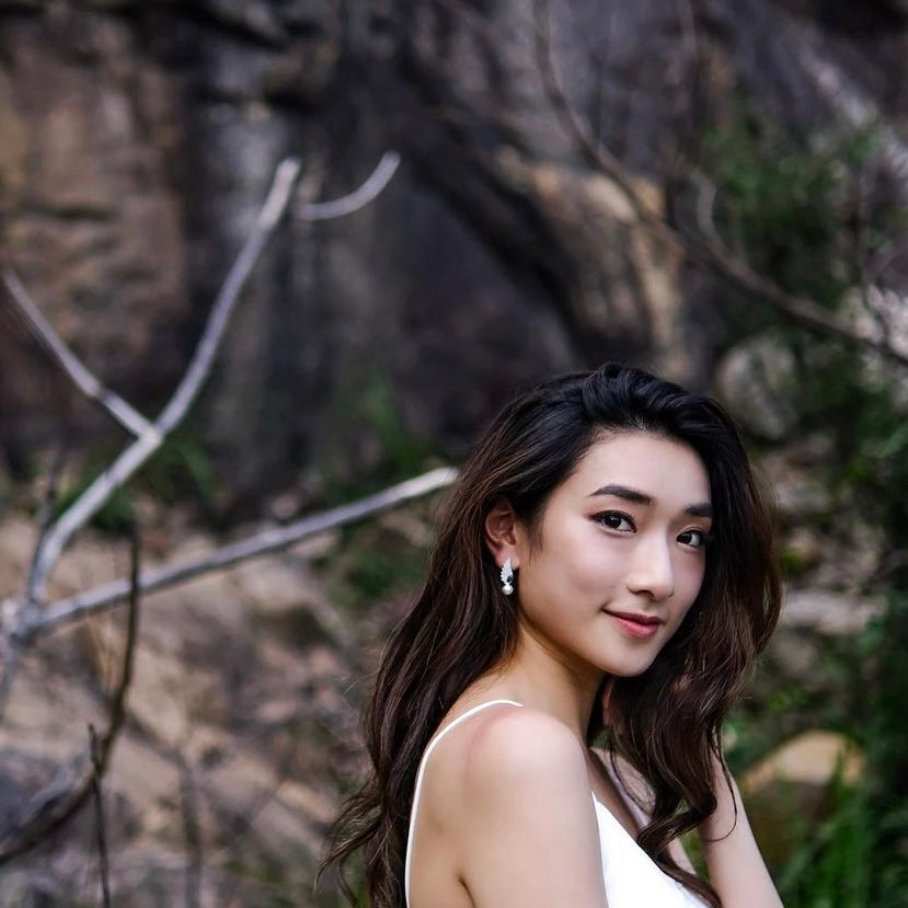 Cherub | converging goddess earrings - white gold, Swarovski pearls & crystals - Essentials for picnic date